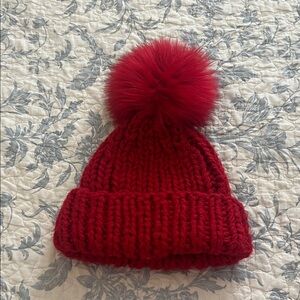 Free People Kids Pom-Pom Knit Hat in Red